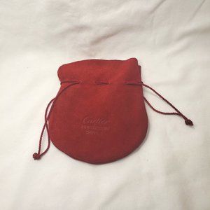 Cartier International Service Red Velvet Suede Travel Pouch With Drawstring